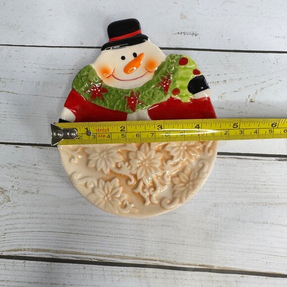 Snowman Themed Ceramic Holiday Soap Dish Spoon Rest Holiday Decor - Picture 5 of 6